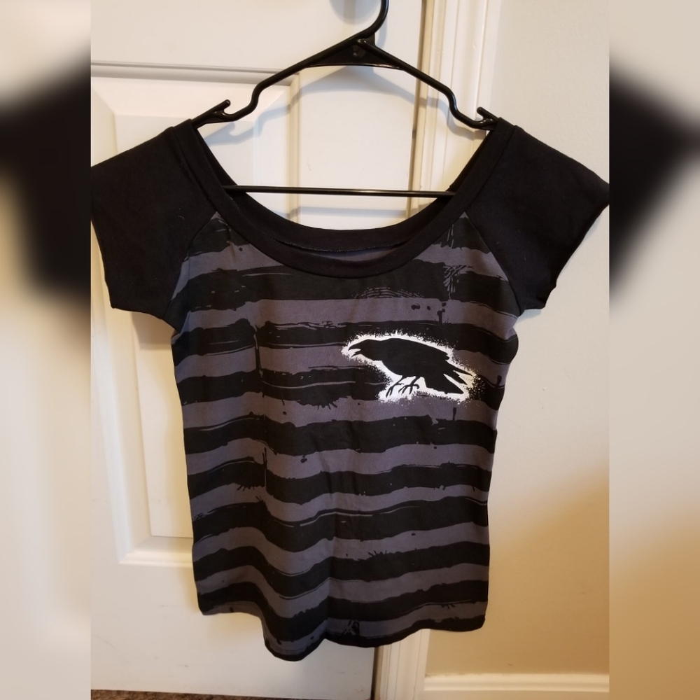 Kreepsville Striped Raven Nevermore shirt